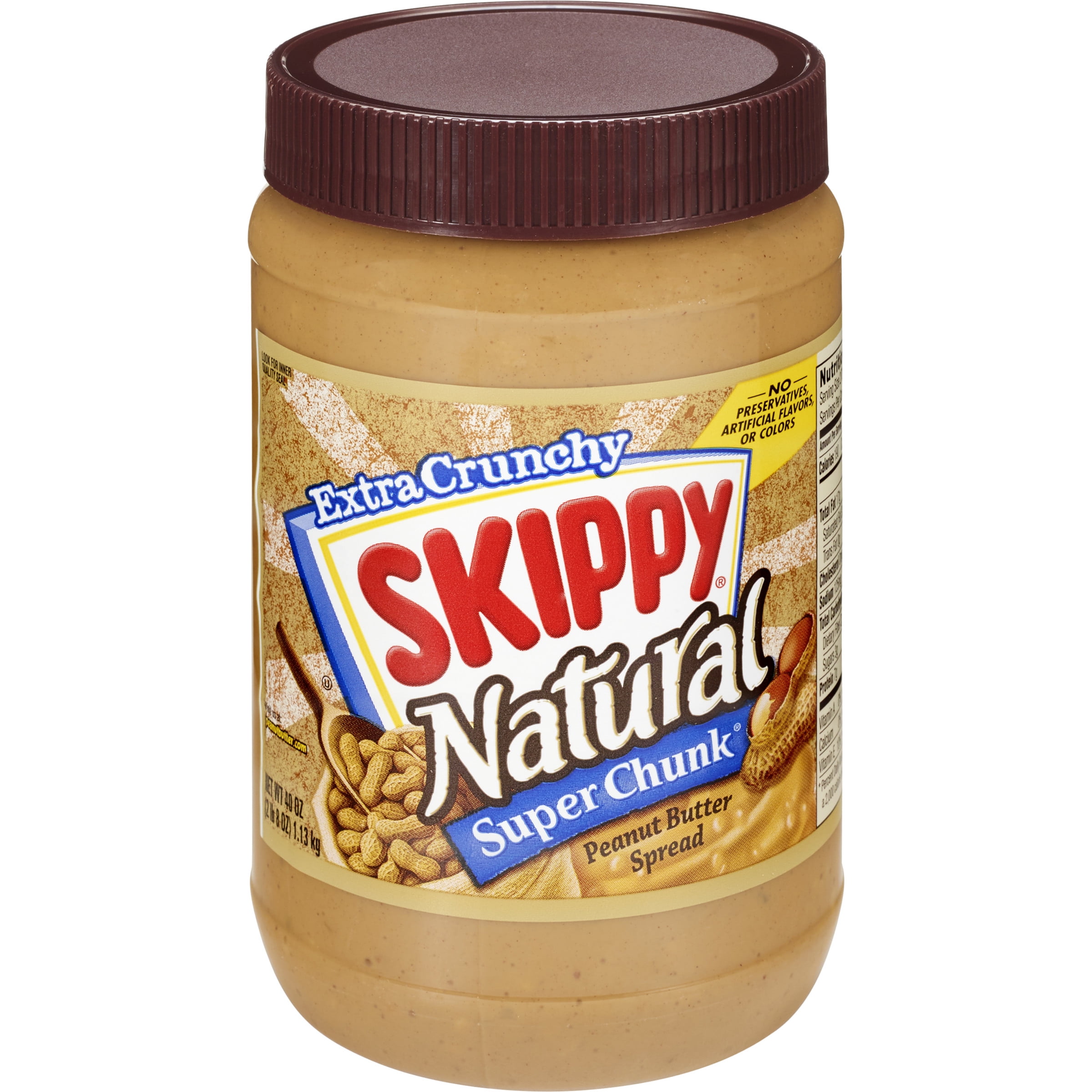(8 pack) SKIPPY SUPER CHUNK Natural Peanut Butter Spread 40 oz