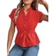 thumbnail image 3 of Blusas de Mujer con Botones, Blusas Casuales de Verano, Camisas Elegantes de para el Trabajo, Color Rojo M, 3 of 8