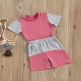 thumbnail image 3 of Childrens T-shirt and Shorts Set Fashion Color Stitching Short Sleeve Tops and Short Pants, 3 of 7
