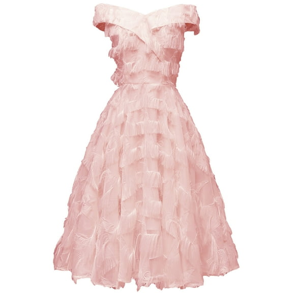 Gspmoly Summer Dresses for Women, Women'S Elegant Party One Neck Fringe Dress Cocktail Dresses Savings