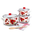 thumbnail image 2 of STPgoods Poppies Enameled Aluminum Soup Pot Set of 3 Enameled Deep Pots with Glass Lids, Enamel Stockpot Set 2.2 Qt 4 Qt and 6.55 Qt, 2 of 11