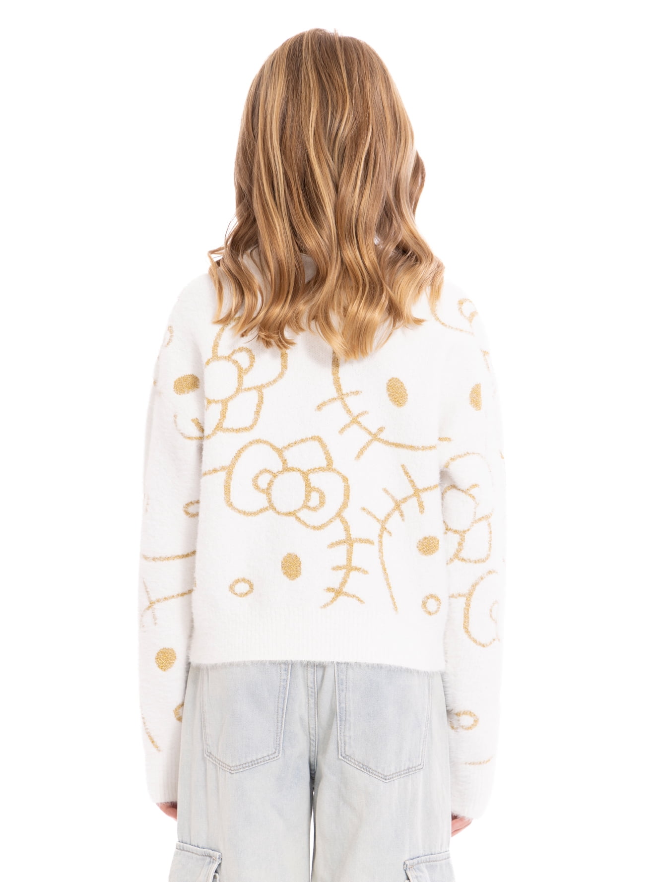 Hello Kitty Girls Graphic Eyelash Glitter Sweater, Sizes 4-16
