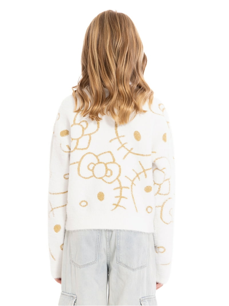Hello Kitty Girls Graphic Eyelash Glitter Sweater, Sizes 4-16
