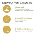 thumbnail image 3 of DELIMIRA Women's Front Closure Full Coverage Lace Underwire Racerback Bra, 3 of 4