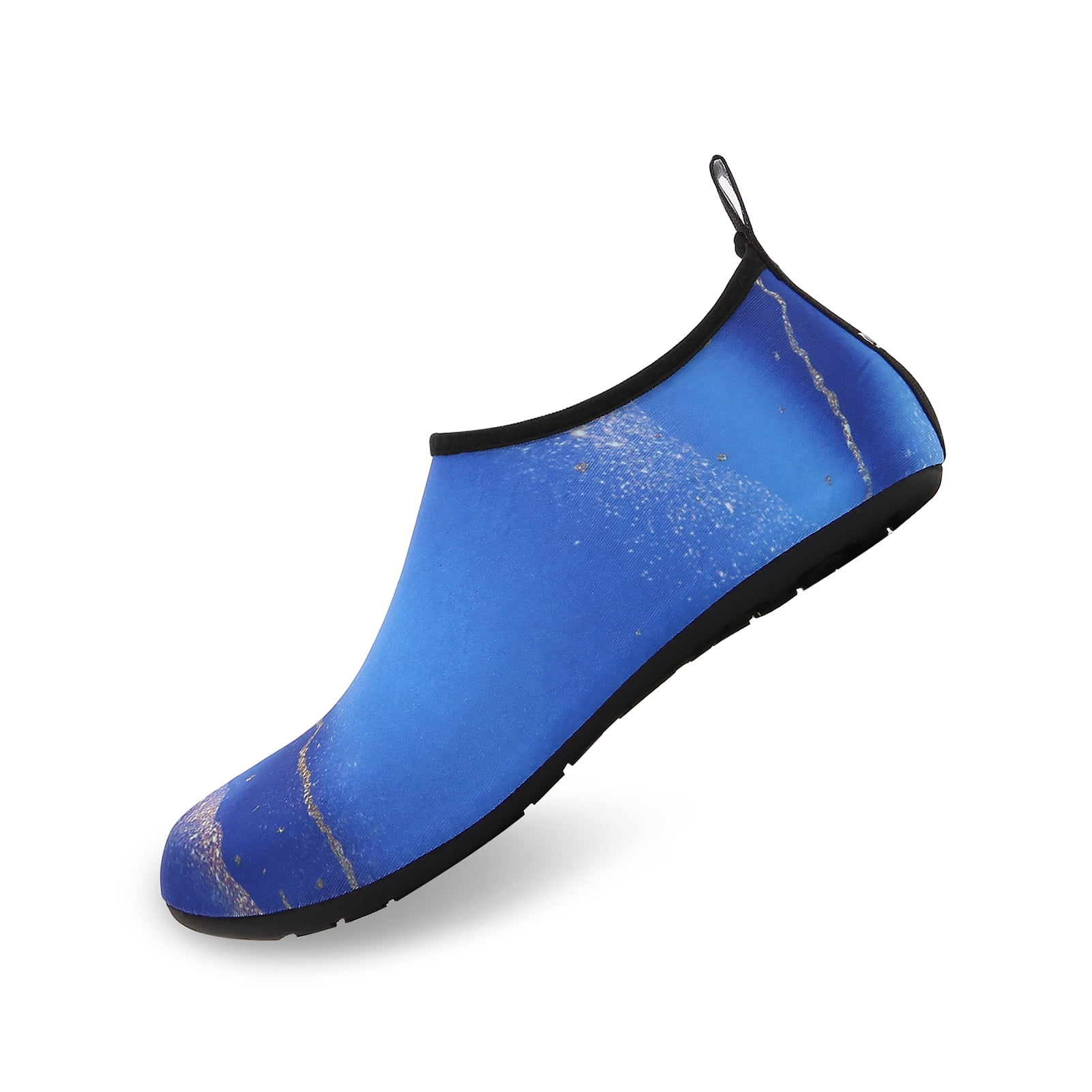 Men and Women a Slip On Barefoot Quick-Dry Beach Aqua Yoga Water Shoes (Glitter/Blue Gold, 4-5 Women)