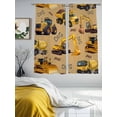 thumbnail image 3 of Construction Truck Sheer Curtains 63 Inch Length 2 Panels for Living Room, Cartoon Grips and Bulldozers Turmeric Voile Kitchen Curtain Set, Luxury Privacy Drapes Window Treatment for Bedroom, 3 of 7
