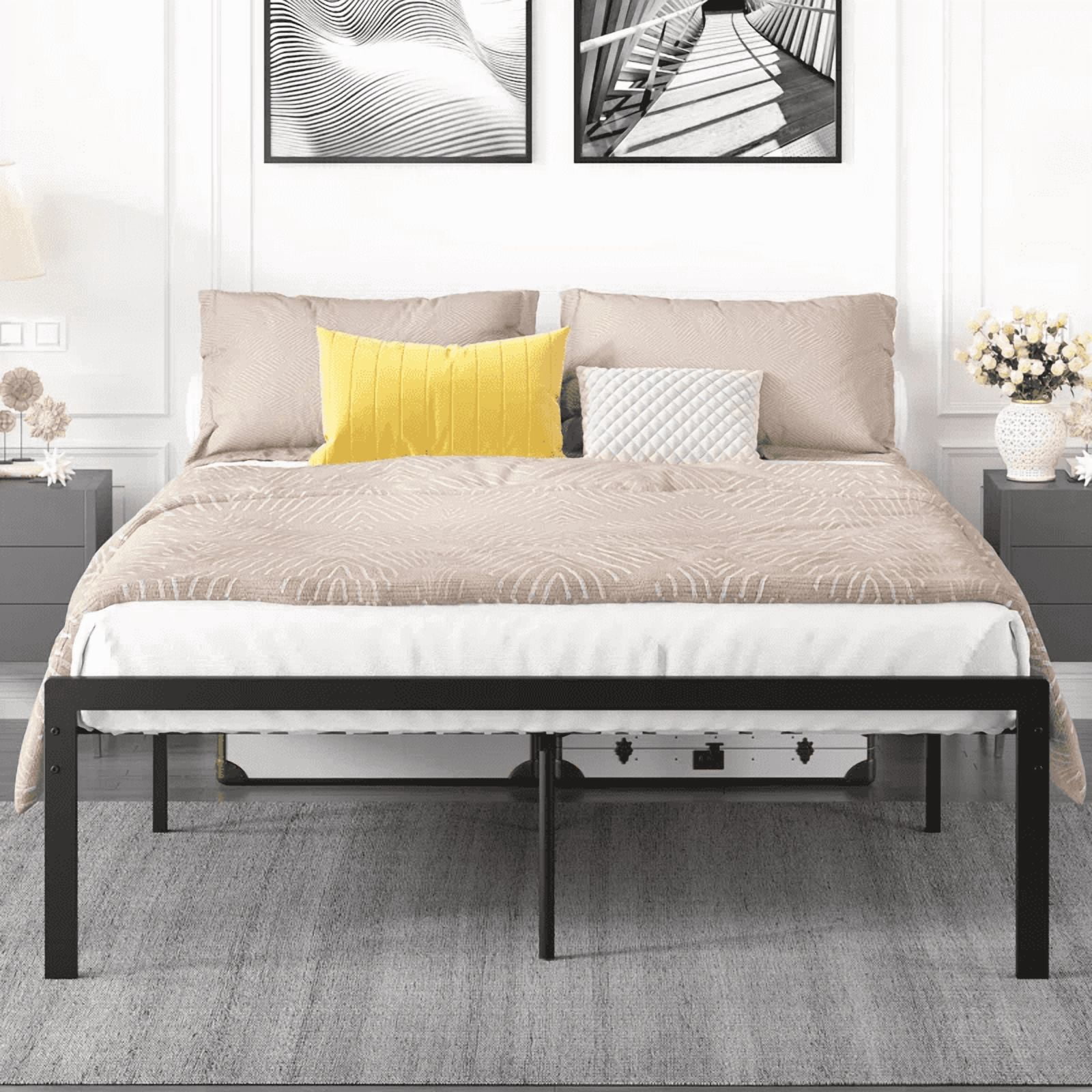 Yoneston Queen 16-Inch Heavy Duty Metal Platform Bed Frame with Large Under-Bed Storage, Non-Slip Design