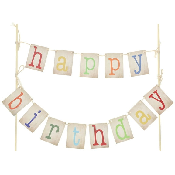 DEEPCRAFF Birthday Cake Decorations Toppers Multi Color Paper For Celebration 1Pcs 7.9x1.6x1.2in