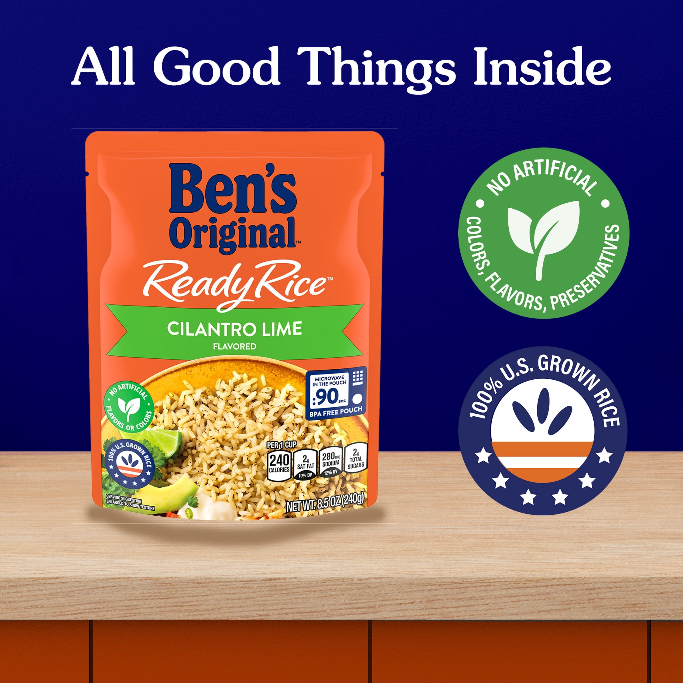 (12 pack) Ben's Original Ready Rice, Cilantro Lime Flavored, Easy Dinner Side, 8.5 Ounce Pouch