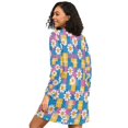 thumbnail image 2 of FORMRS Womens Long Sleeve Nightgowns Crew Neck Sleep Shirt Soft Pajamas Sizes S-3XL, Blue Checkered Daisy, 2 of 8