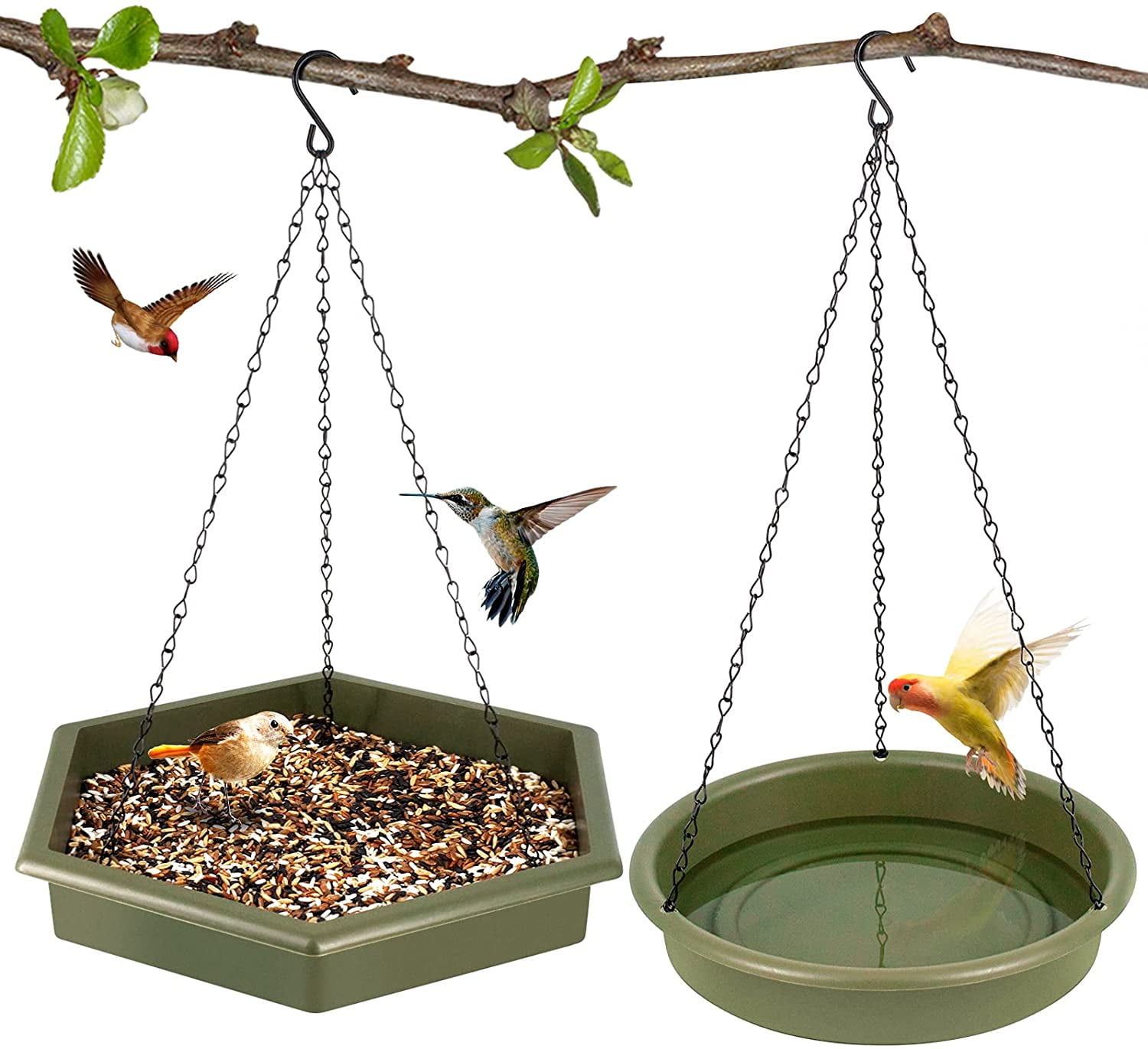 Large hanging outdoor platform/tray bird feeder, 