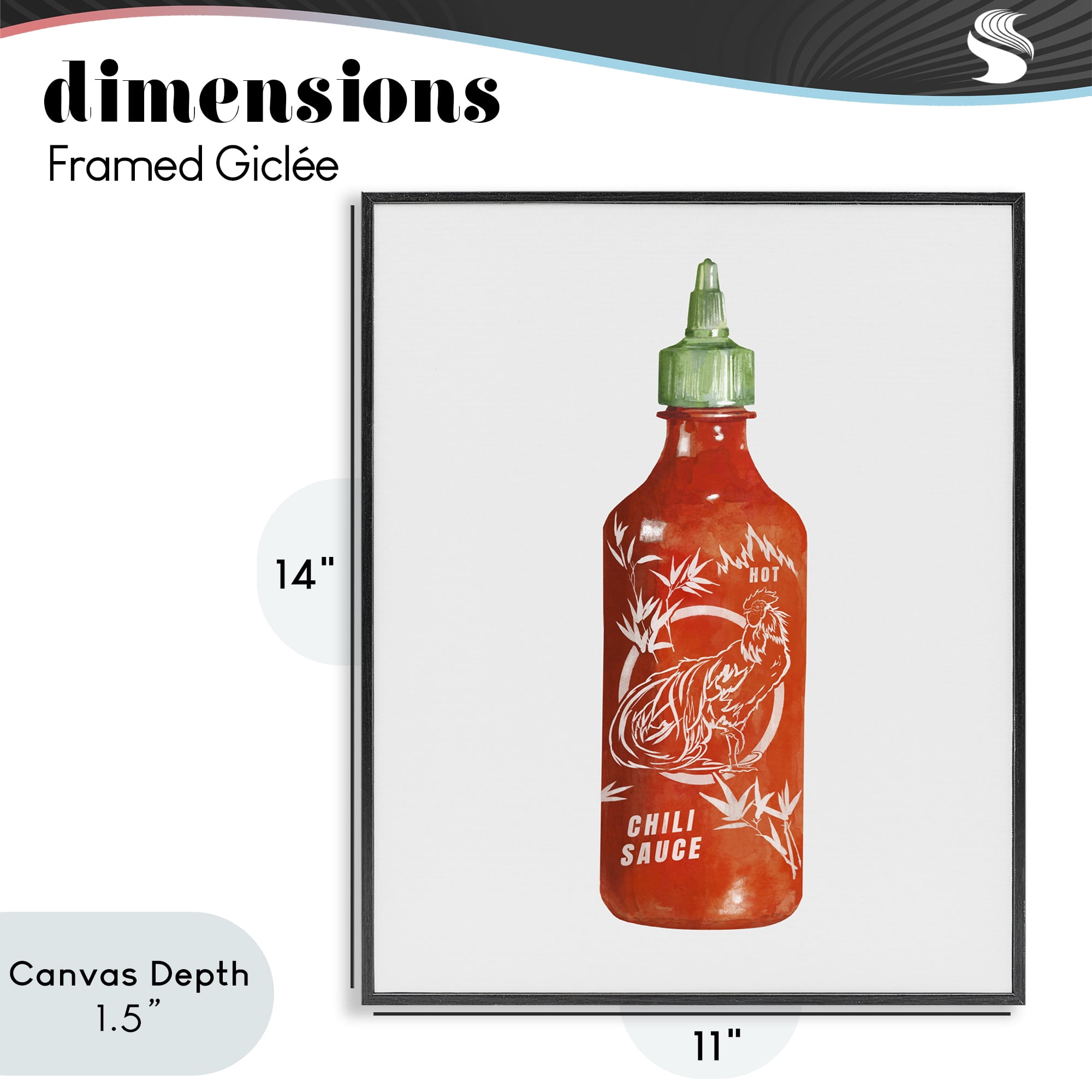 Stupell Industries Iconic Hot Sauce Bottle Black Framed Giclee Art, design by Rylen McNett