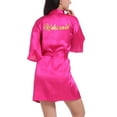 thumbnail image 5 of SELONE Bridal Robe for Wedding Day Hot Pink Short Length Lightweight Solid 3/4 Sleeve Pajamas 2XL, 5 of 6
