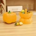 thumbnail image 4 of Uutvery Yellow Pumpkin Snack Holder,Pumpkin Christmas Candy Bowl,Two-Tier Halloween Pumpkin Candy Box,Divided Serving Tray with Lid for Christmas Candy Fruit Nut Snack Tray for Halloween Party, 4 of 7