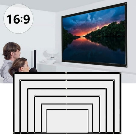 Projection Screen 16:9 HD Foldable Anti-Crease Portable Outdoor Indoor Projector Movies Screen for Home Theater Support Front and Rear Projection 60/72/84/100/120/150 inch (hooks