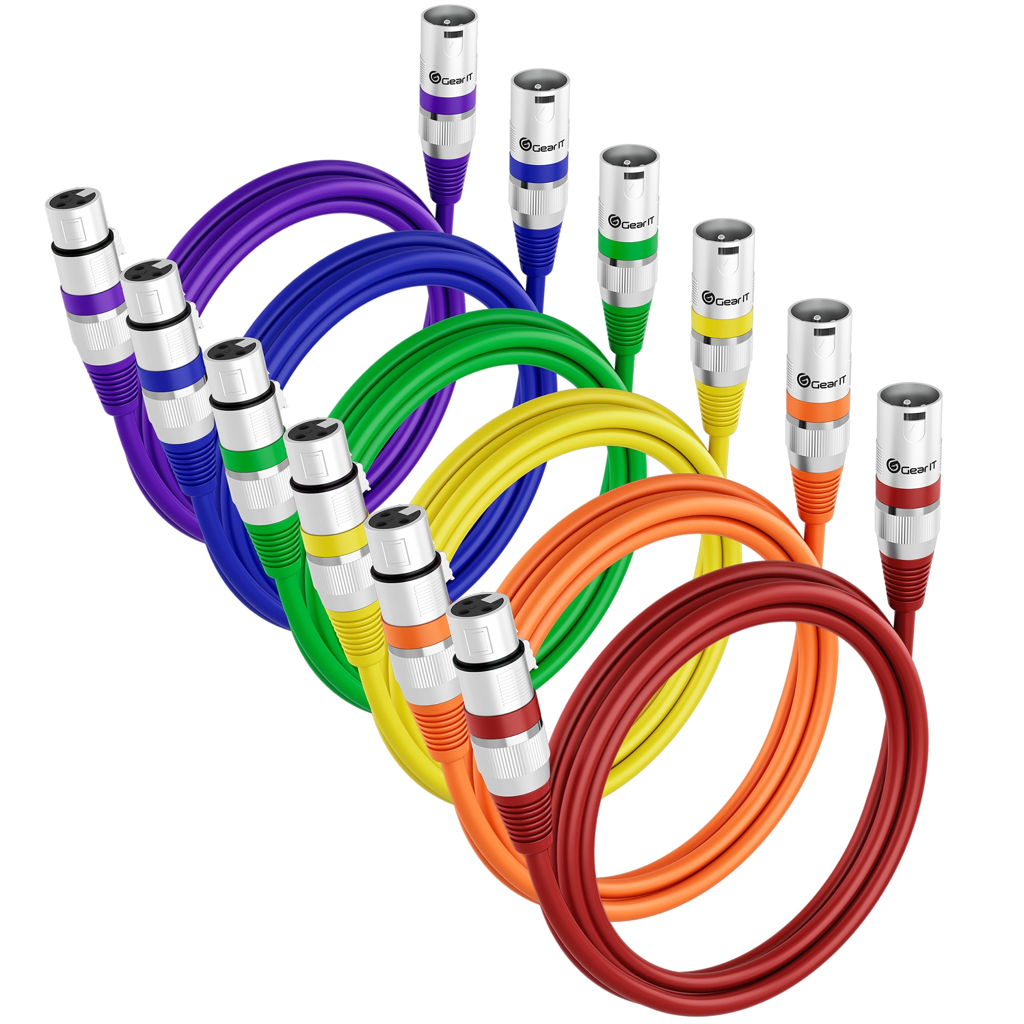 GearIT 3 Pin Male To Female XLR To XLR Microphone Cable Multicolor 10 GearIT 3 Pin Male To Female XLR To XLR Microphone Cable Multicolor 10
