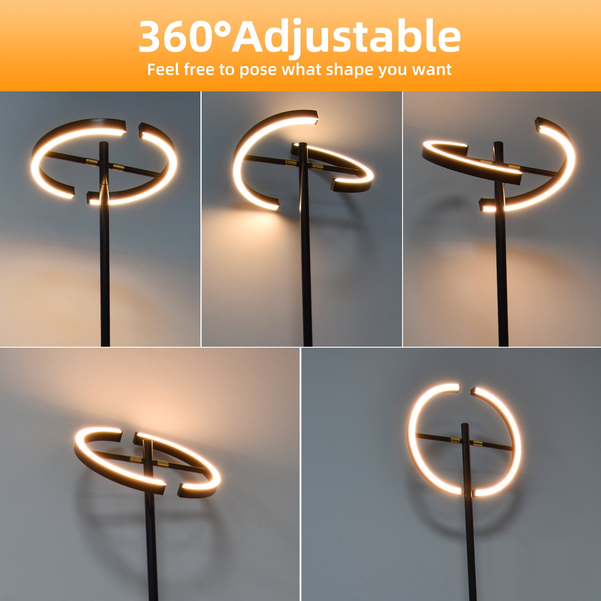 Hlite LED Floor Lamp,Rotatable Standing Lamp with Touch Control, 30W Modern Floor Reading Light,Dimmable Corner Uplighter for Living Room Bedroom Office,Black
