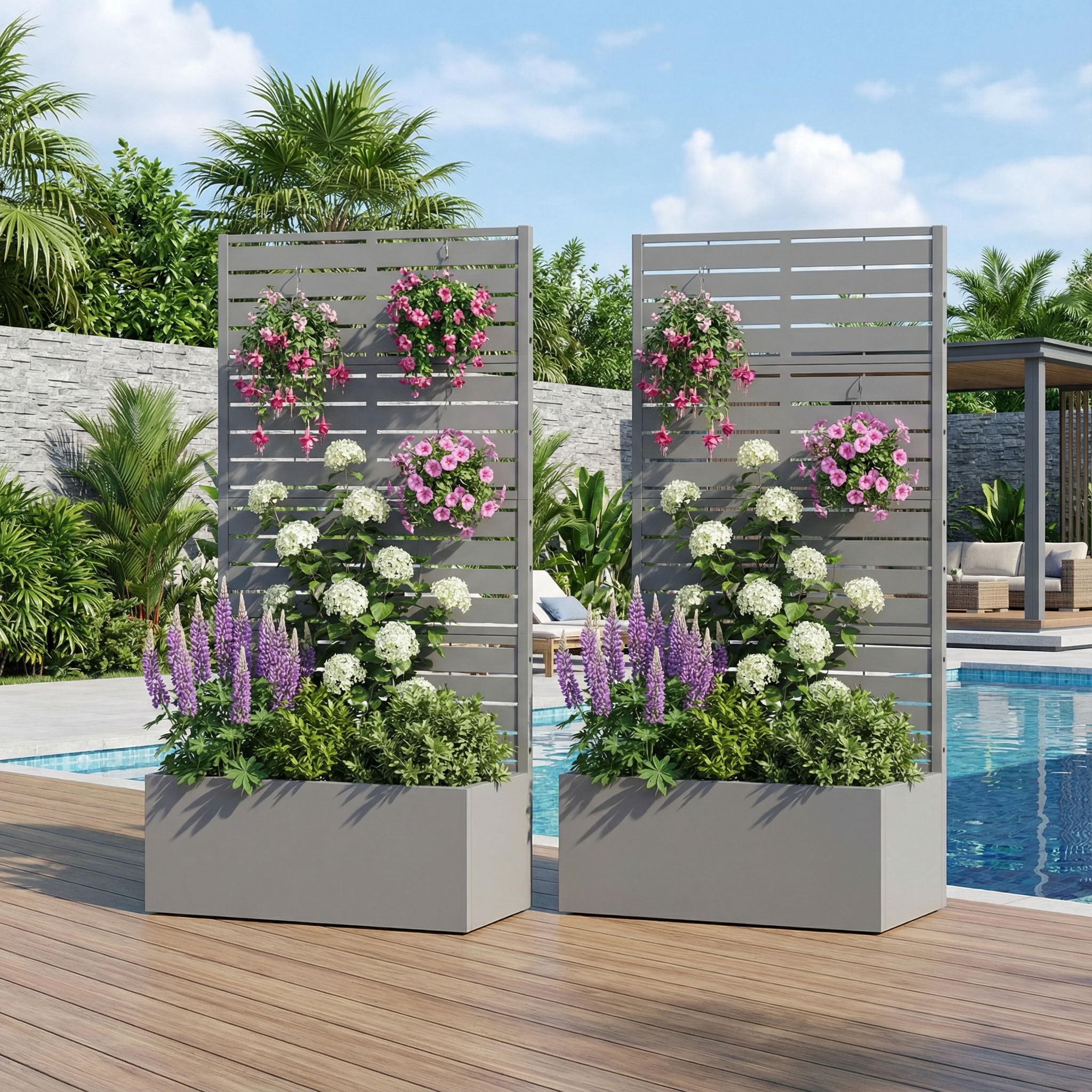 MAYEERTY 59*30in Outdoor Metal Planter Box, Removable Outdoor Planter, Portable Garden Planter Box for Balcony, Garden, Yard