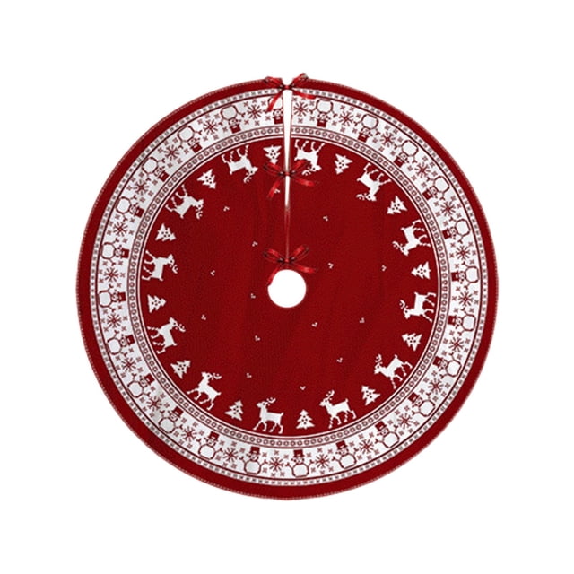 B Christmas Tree Skirt With Festive Snowflake And Santa Claus Patterns Durable Polyester Material For Covering Tree Base Easy To Clean And Store For Holiday Decoration 1Pc