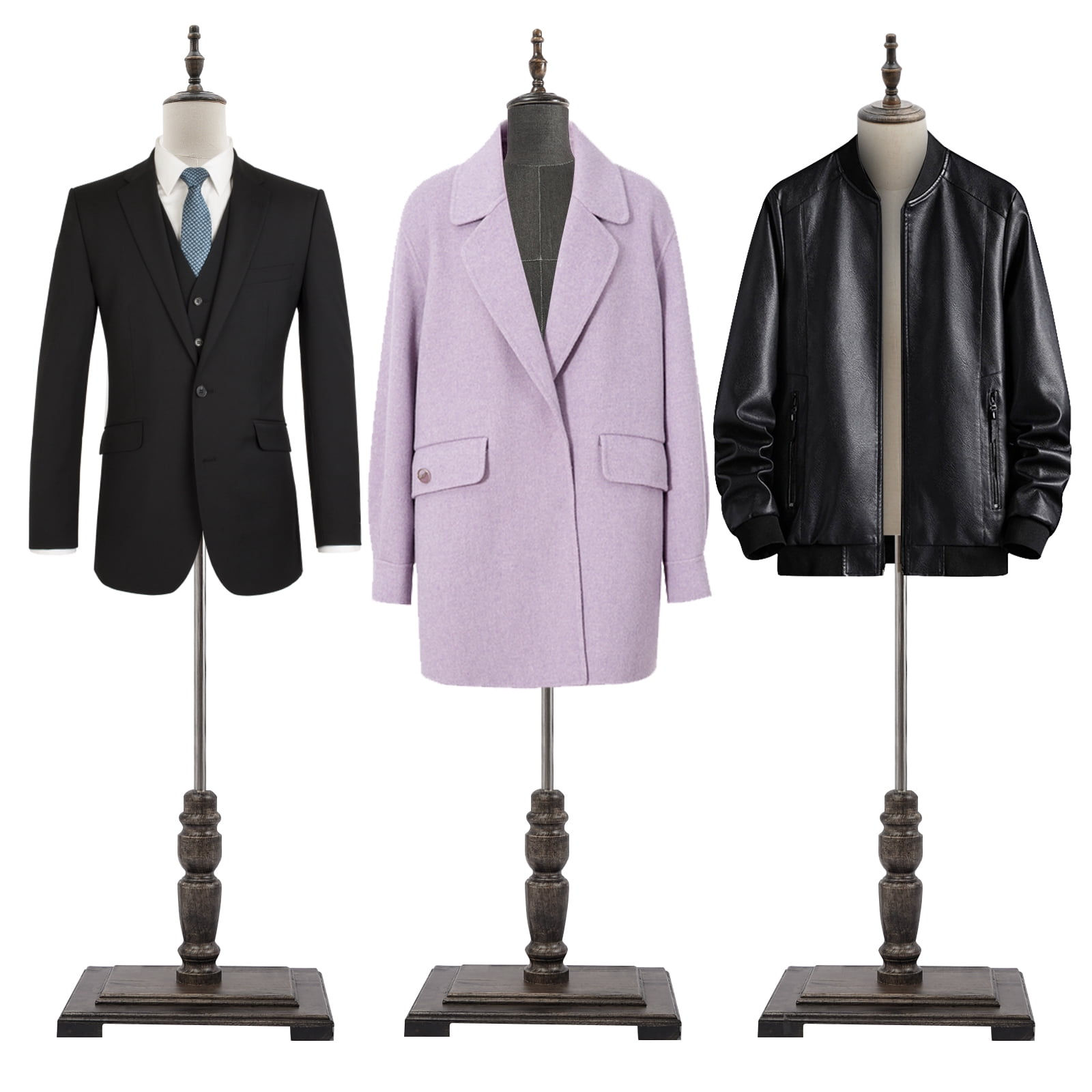Wildnix Male Mannequin Dress Form, Black PE Material, 150-180cm Height, Sturdy Base, for Displaying Clothes in Stores or Homes