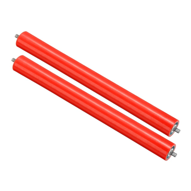 Uxcell Rouleau de Convoyage en Acier Inoxydable Revêtu de Polyuréthane, Diamètre 4 Pouces, Longueur 24 Pouces, Rouge, Lot de 2