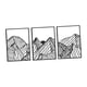 thumbnail image 1 of Arte de pared de metal de montaña Macarena 3 piezas Dibujo lineal minimalista Decoración del hogar Negro, 1 of 8