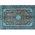 thumbnail image 1 of Ahgly Company Indoor Rectangle Medallion Light Blue Traditional Area Rugs, 7' x 9', 1 of 4