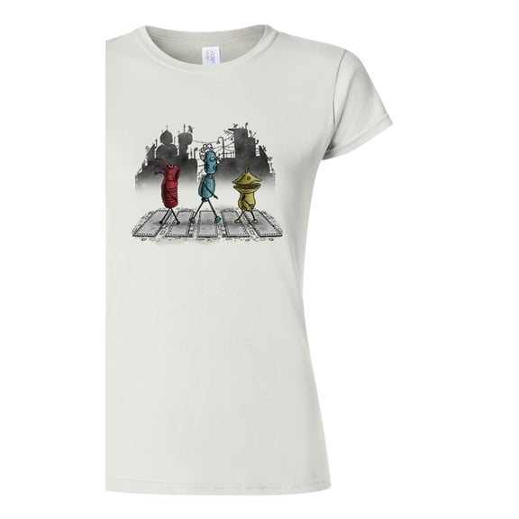Junior Machine Road Robot Abbey Road Salih Gonenli Artworks Funny Parody DT T-Shirt Tee