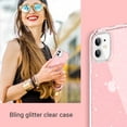 thumbnail image 3 of ULAK iPhone 12 Case, iPhone 12 Pro Case, Clear Sparkle Heavy Duty Shockproof Hard Back Phone Case for Apple iPhone 12 & 12 Pro 6.1, Pink Glitter, 3 of 9