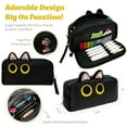 thumbnail image 2 of allydrew 3D Cat Design Pencil Case, Large Capacity 2 Compartment Pencil Pouch for Stationery Tools, Midnight Cat, 2 of 5