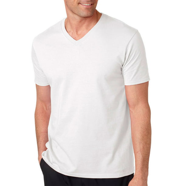 Gildan - 64V00 Gildan Softstyle Adult V-Neck T-Shirt -White-Small ...