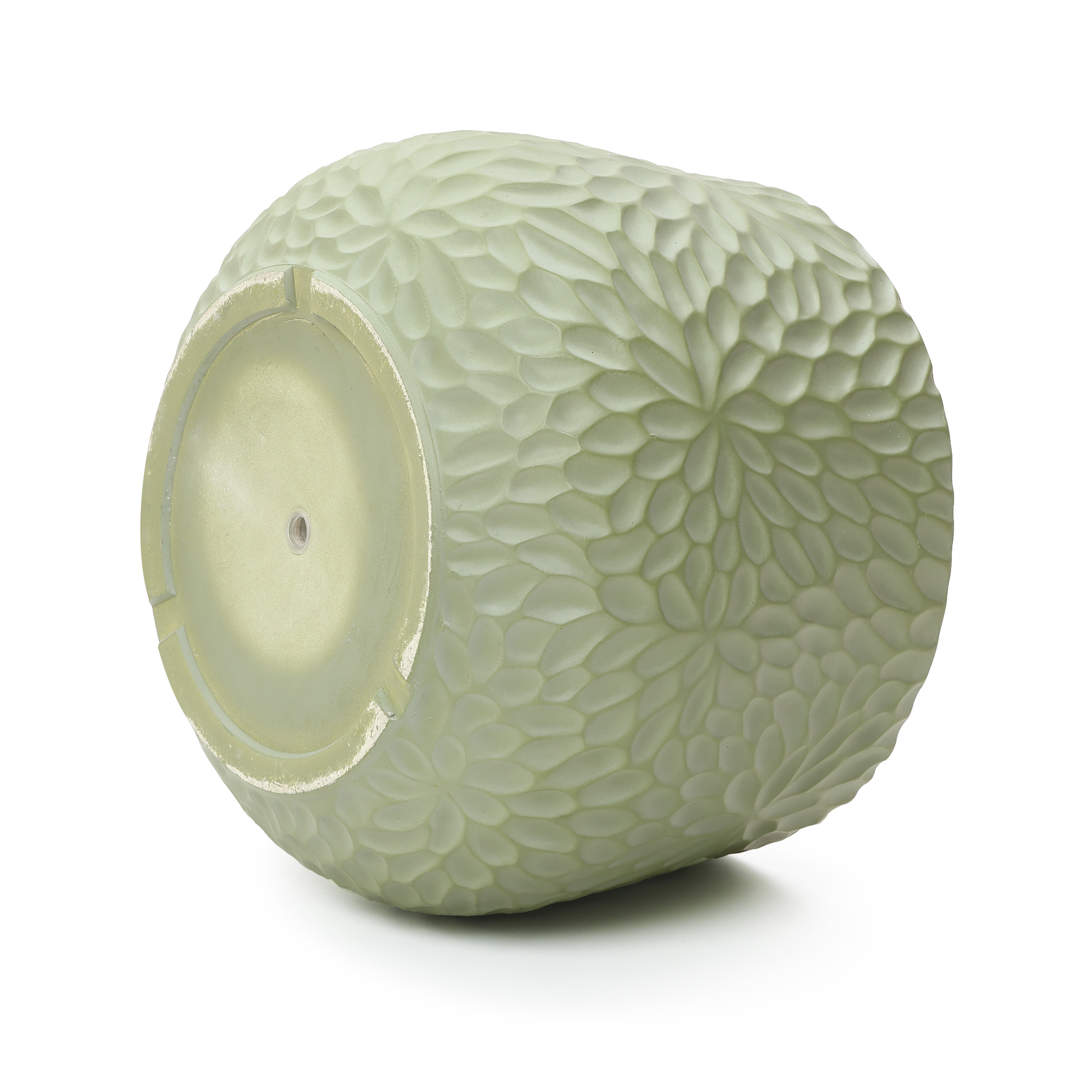LuxenHome 16" Dia Green Large Round Planter with Floral Texture, Decorative Garden Plant Pot Indoor Outdoor Use