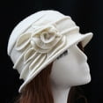 thumbnail image 2 of Beanie Hat Winter Women's Ladies Elegant Wool Flower Vintage Cloche Bucket Cap Hats, 2 of 2