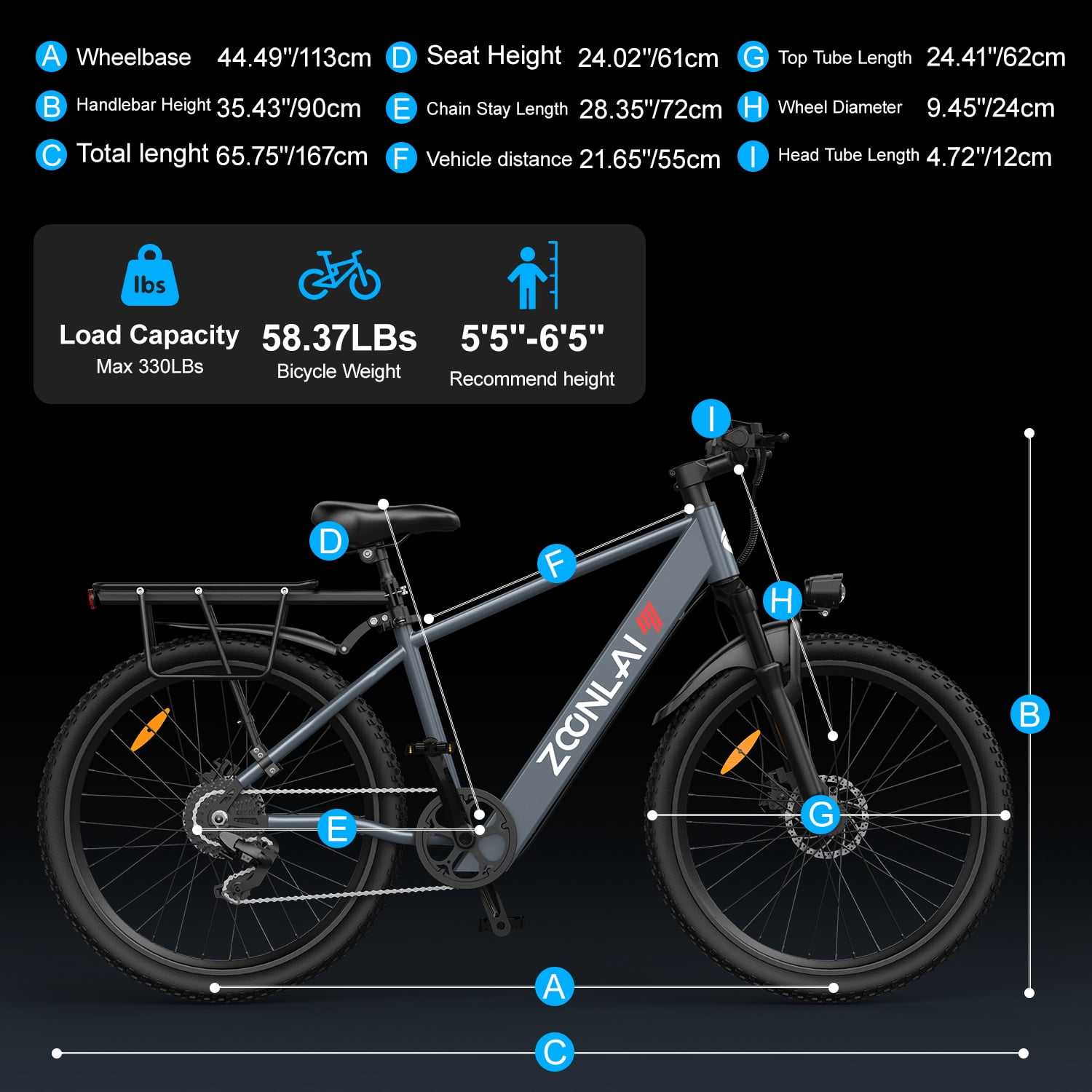 24'' Electric Bike For Adult, 748W Motor 22MPH,36V10AH 40 Miles,Shimano 7 Speed City Commuting E-bike