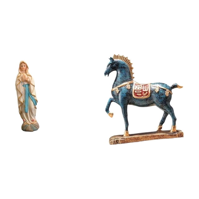 Figura decorativa de resina con a caballo, ideal para escritorio, sala de estar, coche, estantería o como adorno Feng Shui.