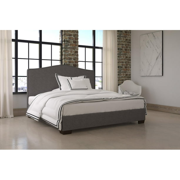 DHP Gavin Upholstered Bed, Grey Linen – King