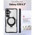 thumbnail image 2 of Poetic for Samsung Galaxy S26 Case | 360° Rotate Magnetic Ring Kickstand | Compatible with MagSafe | Military Grade Drop Proof Protection Cover | Tempered Glass Screen Protector | Black/Clear, 2 of 9