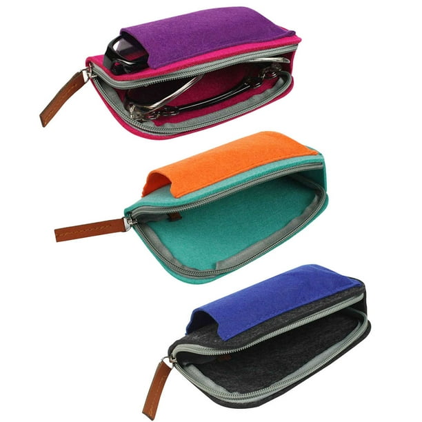 [5 PACK], JAVOedge Multi Colors Soft Felt Zipper Eyeglass Cases with