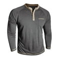 thumbnail image 4 of KHONTS Men's Henley Shirts Long Sleeve Casual T Shirts Basic Classic Vintage Cotton Tee Shirts Button Shirts with Pockets Grey XXXL, 4 of 7