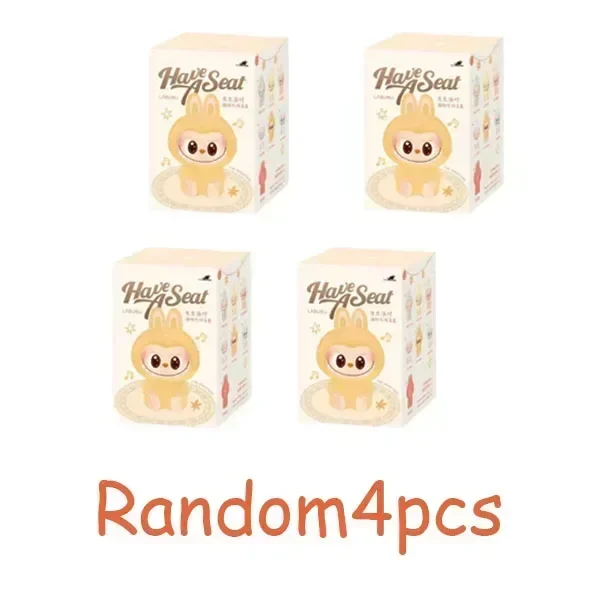 Adecuado para caja ciega Labubu con asiento serie anime personaje colgante flocado modelo juguete kawaii réplica llavero juguete Navidad