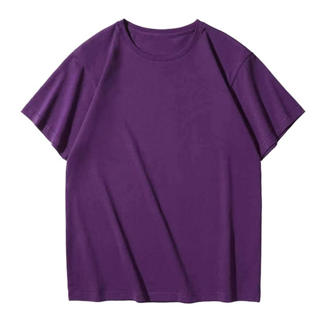 Posijego T-Shirts en Coton pour Hommes T-Shirts Basiques à Manches Courtes T-Shirts d'Été Décontractés pour Hommes T-Shirts à Col Rond pour Hommes Couleur Unie