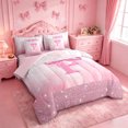 thumbnail image 2 of meiyoeat 3D Cartoon Coquette Bows 7 Pieces Full Size Bedding Sets For Kids,Girly Personalized Alphabet P Full Size Bed in a Bag,Pink Reversible, 2 of 7