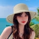 thumbnail image 5 of Sombrero de circunferencia de 55-58 cm, sombrero femenino de verano para exteriores, playa, aleros grandes, protector solar, parasol, sombrero de paja con lazo plegable, 5 of 5