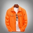 thumbnail image 4 of Chaquetas De Hombre Streetwear Chaqueta De Mezclilla Moda Casual A Naranja Aisan M, 4 of 5
