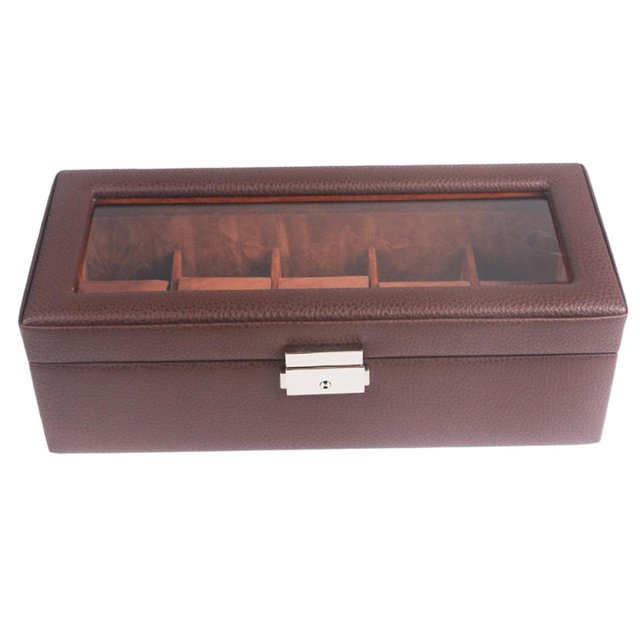 Cuero 5 Ranuras Brazalete Joyas Reloj Caja de regalo Estuche Organizador de café Hugo Cajas de reloj