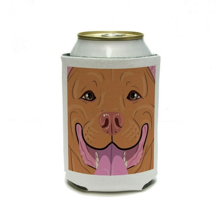 Pit Bull Spool Pit Bull Face Red Nose Pitbull - Close up Pet Dog Can Cooler Drink Insulator Beverage Insulated Holder ()