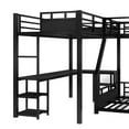 thumbnail image 4 of Twin XL Over Queen Bunk Bed Frame with Twin XL Size Loft Bed and Desk, Metal Bunk Bed with Storage Shelves, Triple Bunk Beds Frame with Slide for Apartment, Dorm, Mattress Not Included, Black, 4 of 8