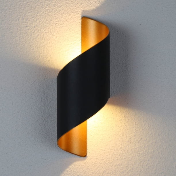 Lámpara moderna Aplique de pared interior 10 W Lámpara de pared de metal en espiral hacia arriba y hacia abajo para exteriores Luz de pared LED blanca cálida de 3000 K para bar, dormitorio, cocina