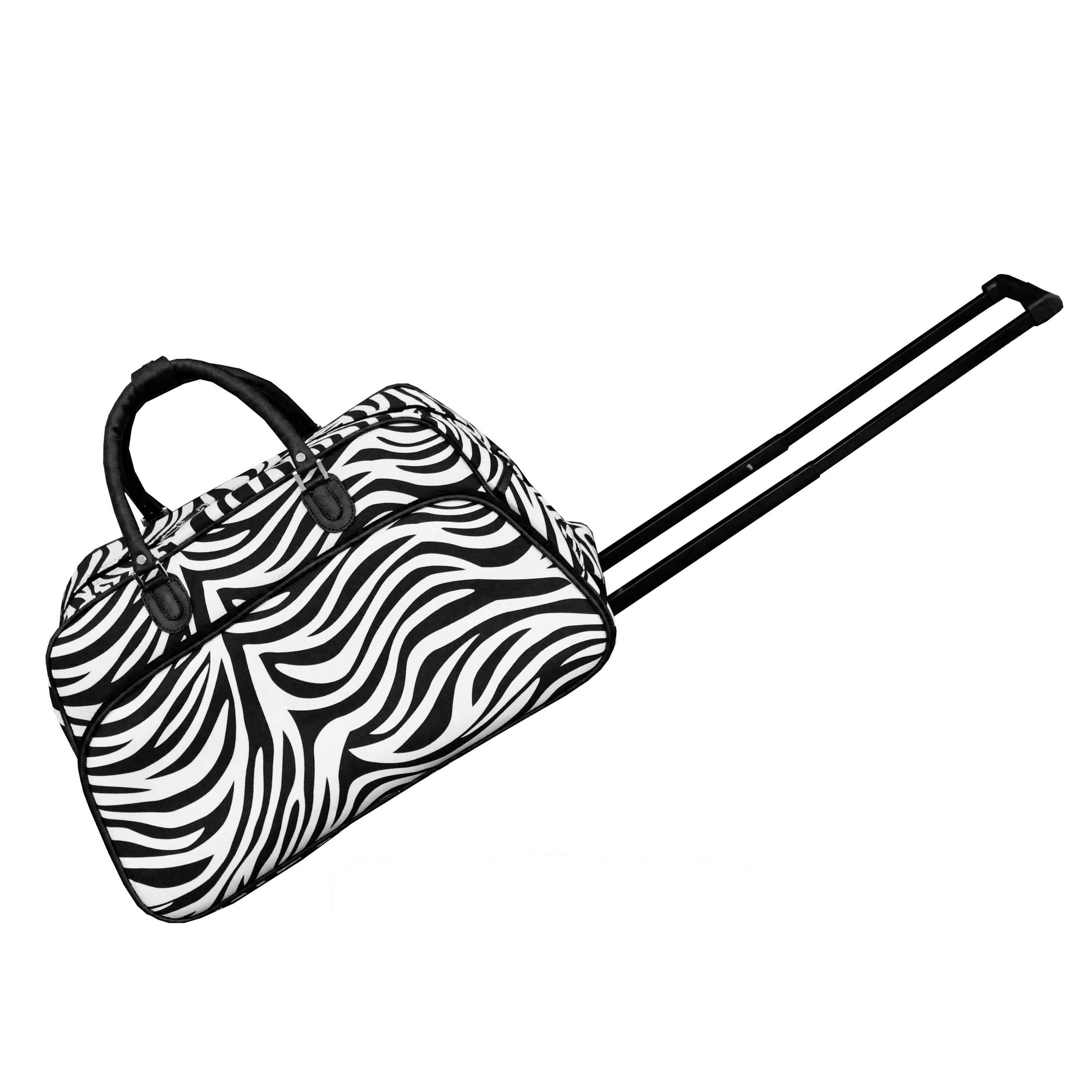 CalBags Animal Prints 21-Inch Carry-On Rolling Duffel Bag - Black Trim Zebra