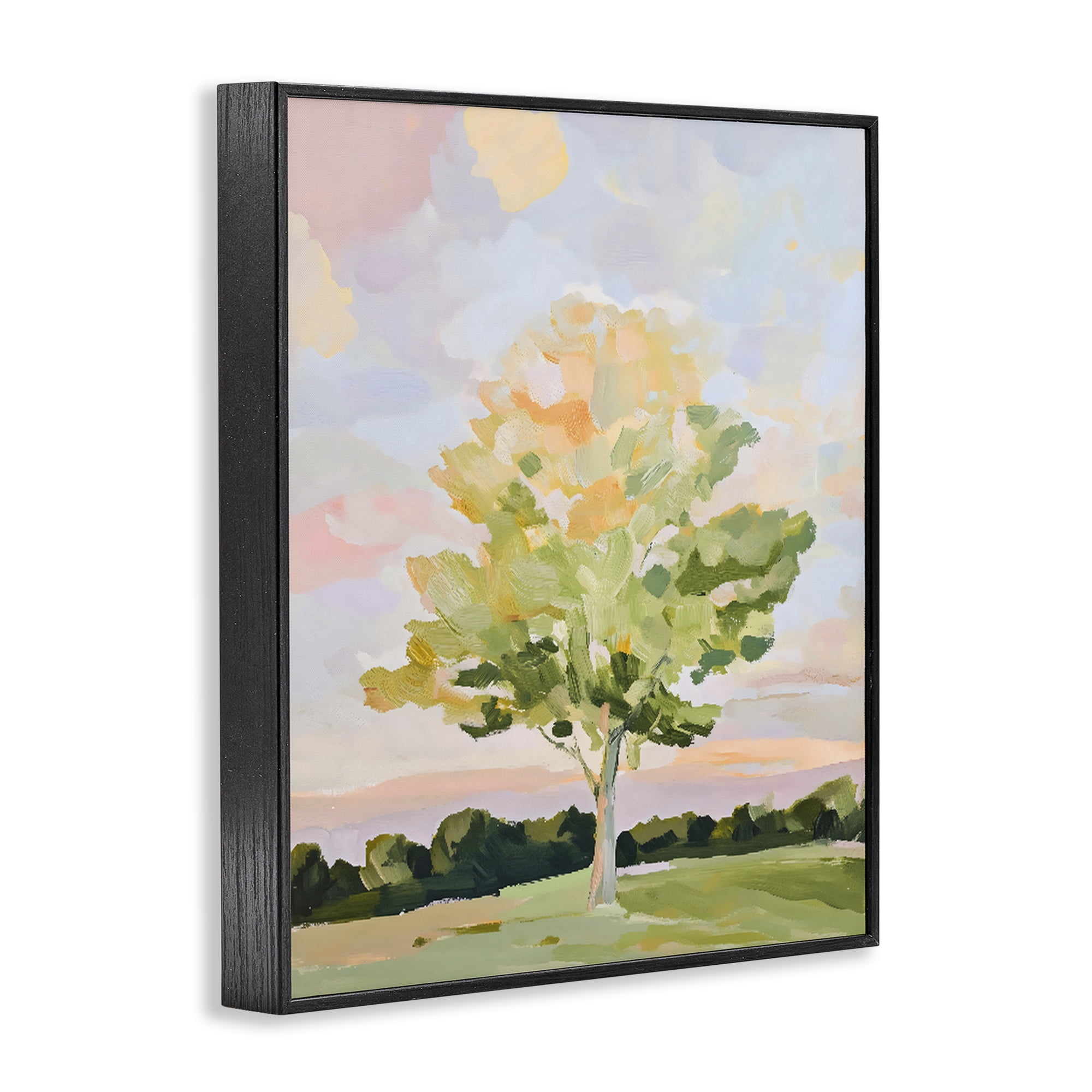 Stupell Industries Sunlit Tree Landscape Impression Black Framed Giclee Art, design by The Prints Vibe